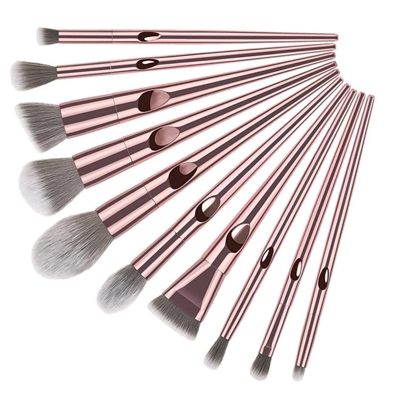 Набір JTRHD Makeup Brushes 9 штук для макіяжу натуральний тон високої чіткості професійний для дівчат жінок Рожеве золото, фото №3