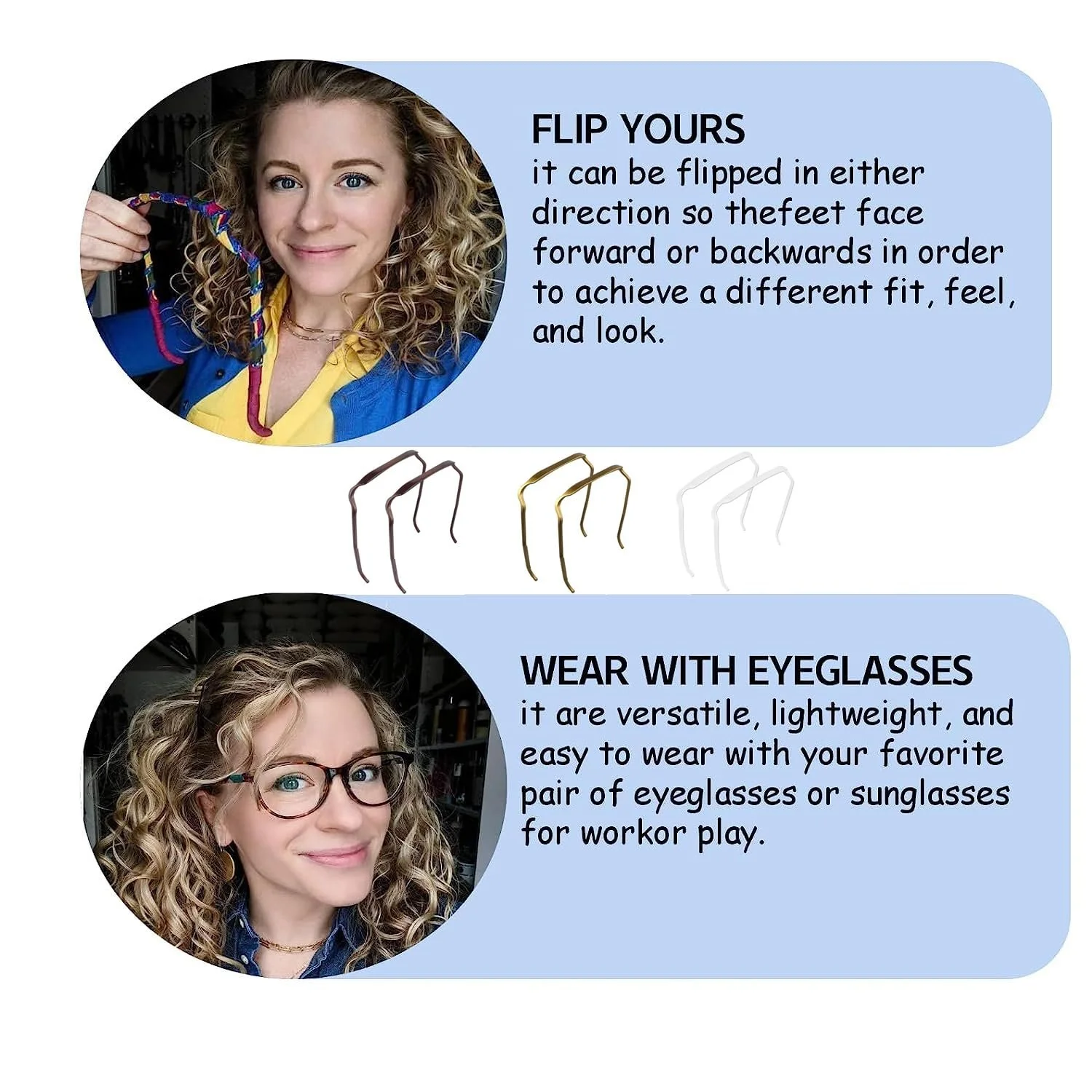 Обруч для вьющихся густых волос Squaer (Черный x 2), фото №5