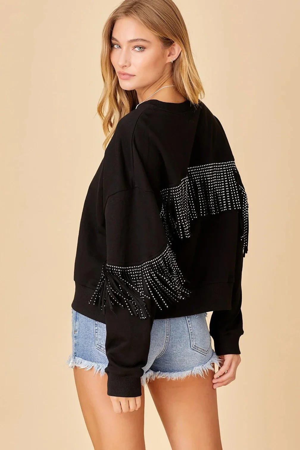 Женская толстовка MAVI FRINGE SWEATSHIRT Black - S, фото №3