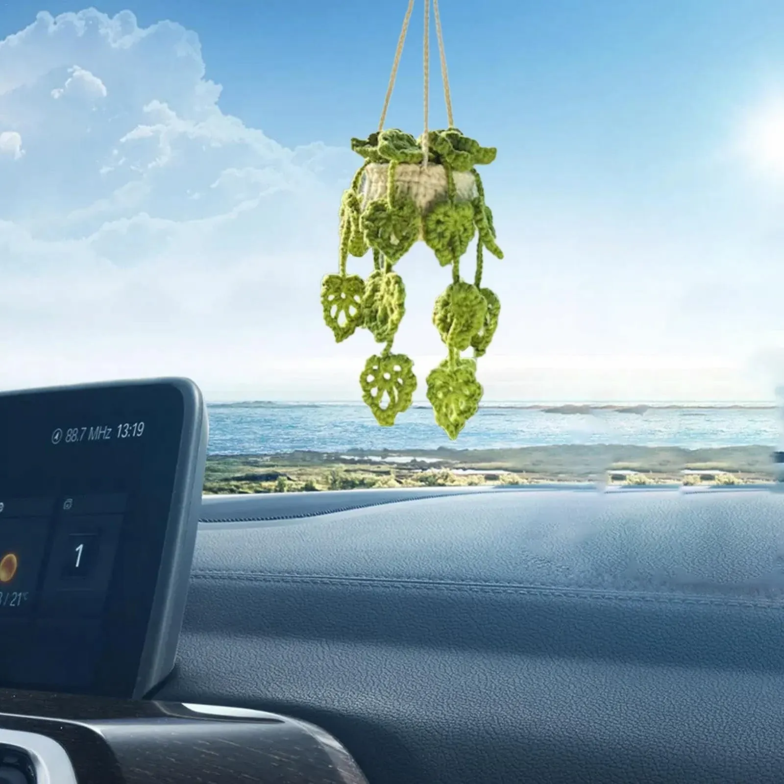 Подвесное украшение в автомобиль Crochet Plant вязаное в горшке, фото №4