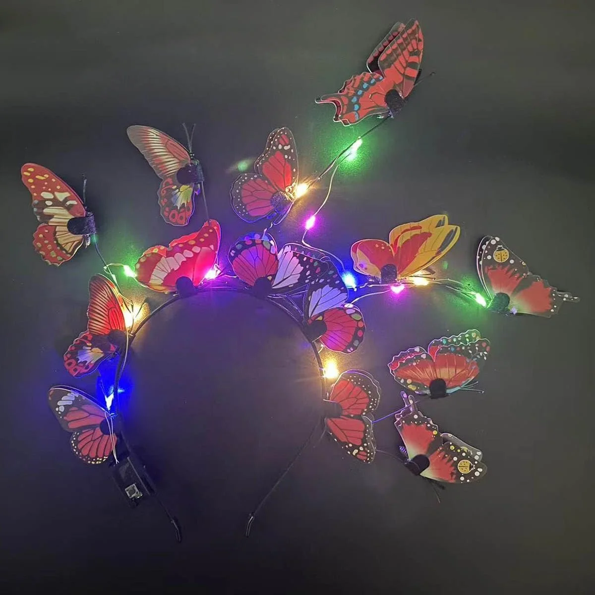 Обруч для волосся з LED метеликами, фото №6