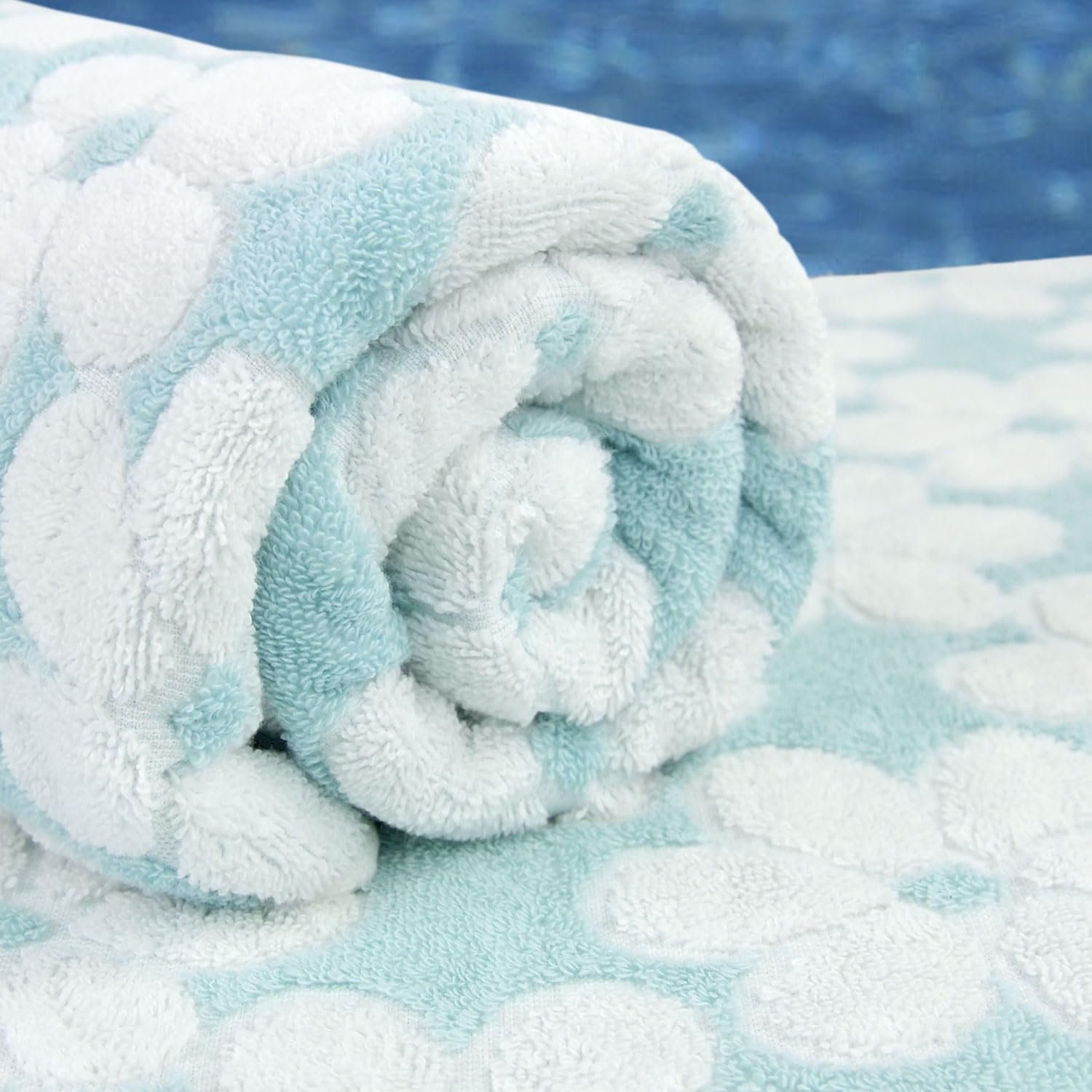 Набір рушників Floral Jacquard 100% бавовна 70x140 см 2 шт. аквамариново-блакитний, фото №6