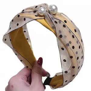 Пов'язка Brillabenny Елегантний Святковий Для Вечірок Жіночий Жовтий з Перлинами - Фото 1