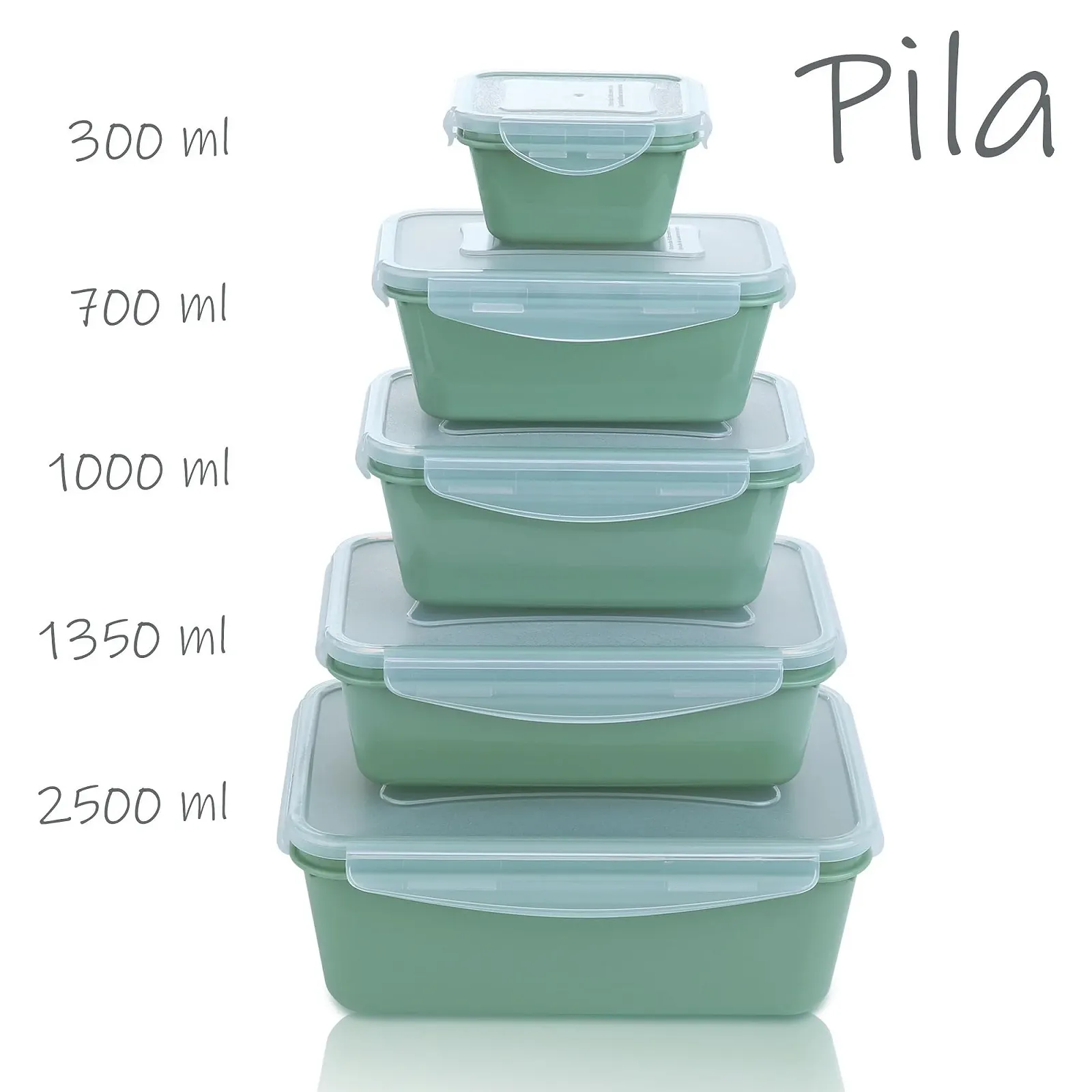 Набір контейнерів для продуктів your GEAR Pila 6 x 300 мл Квадратні Зелений, фото №4