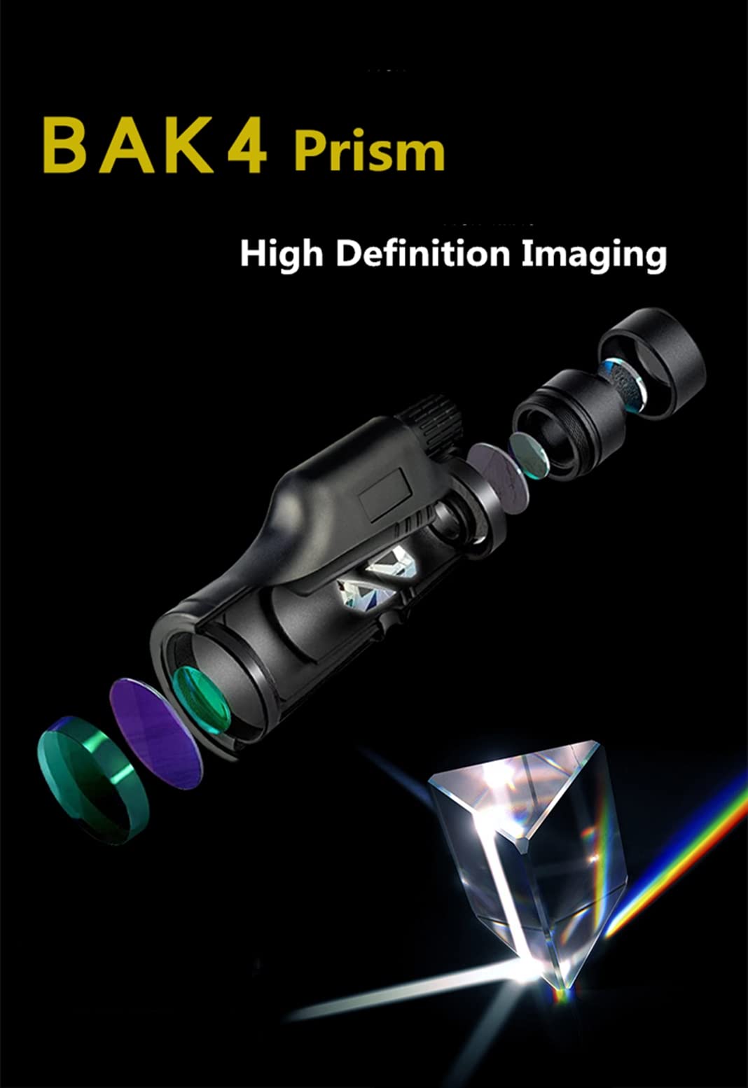Монокуляр UWHITE 10 x 42 Мощный BAK4 Prisms & FMC Lens Компактный Водонепроницаемый для Наблюдения за Птицами и Походов с Ремешком для Руки, фото №4