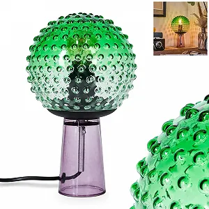 Настільна лампа HOFSTEIN Maiorca скло/метал Ø 16.5 см E27 Зелений/Прозорий/Пурпуровий/Чорний - Фото 1