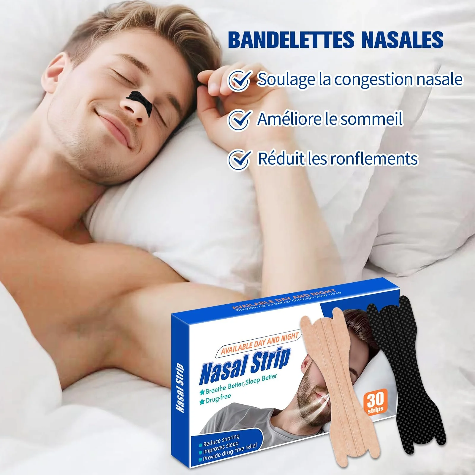 Пластирі для носа від хропіння (30 шт. в упаковці), фото №2