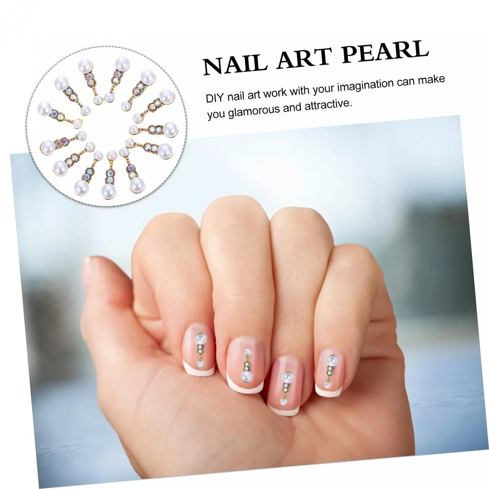 Намистини для манікюру Mikinona, діаманти, перли, золото, фото №3 Намистини для манікюру Mikinona, діаманти, перли, золото, фото №3