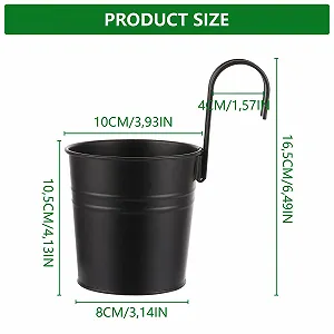 Набір підвісних квіткових горщиків SHUESS 10 шт. металеві з гачками та дренажним отвором Чорний synthetic.ua - Фото 1