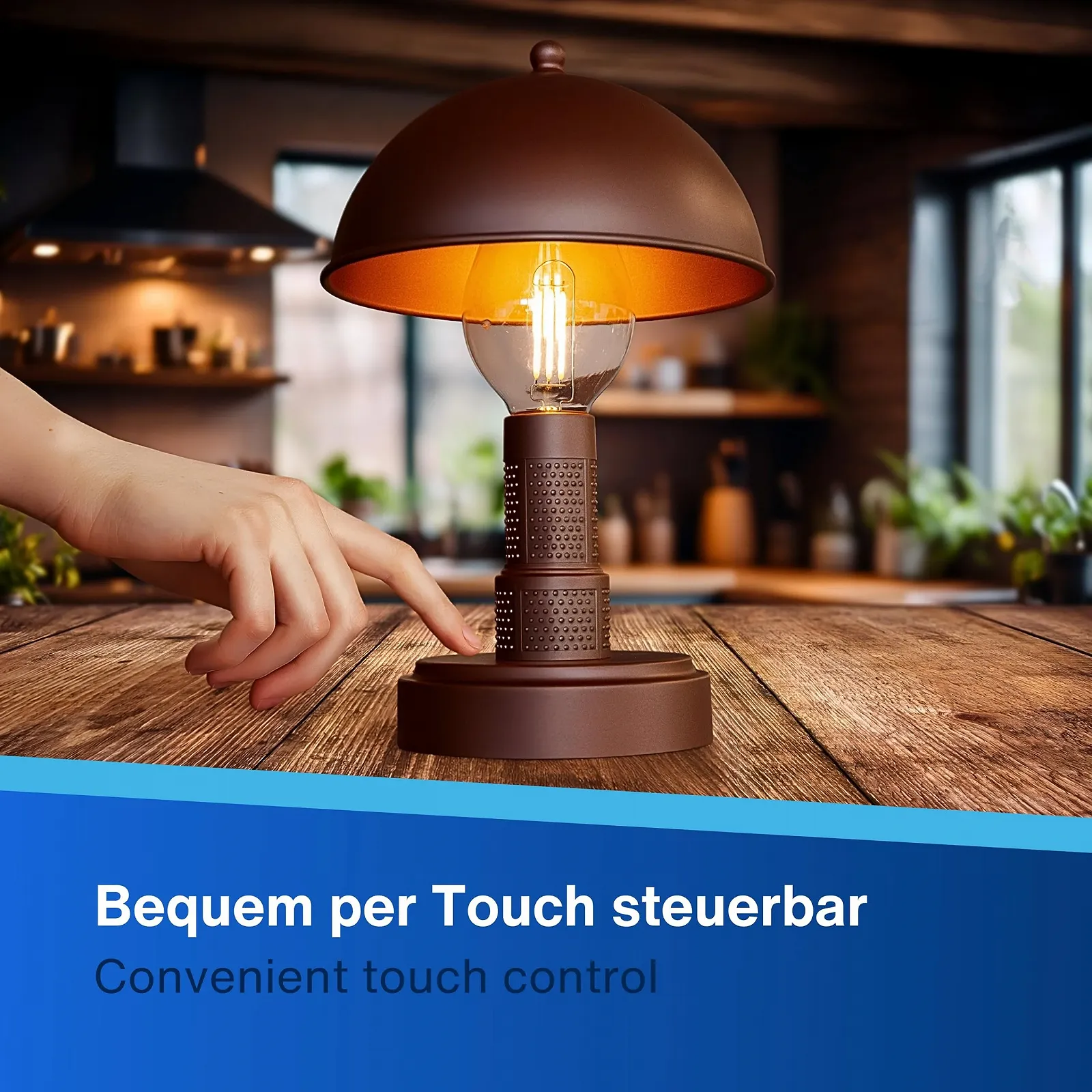 Світлодіодна настільна лампа REV Wireless Classic Mushroom Lamp акумуляторна сенсорна Мідна, фото №7