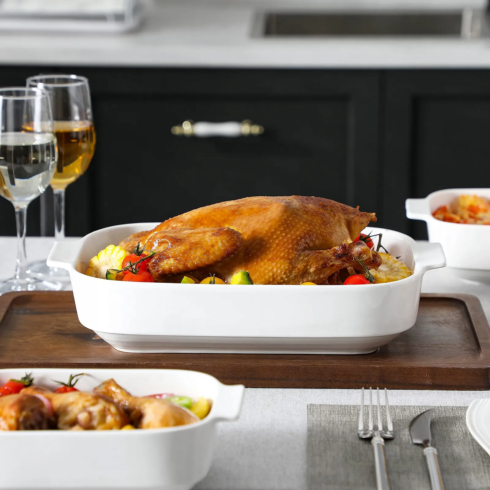 Набір форм для запікання MALACASA Bake.Bake 3 предмети Порцеляновий Білий, фото №6