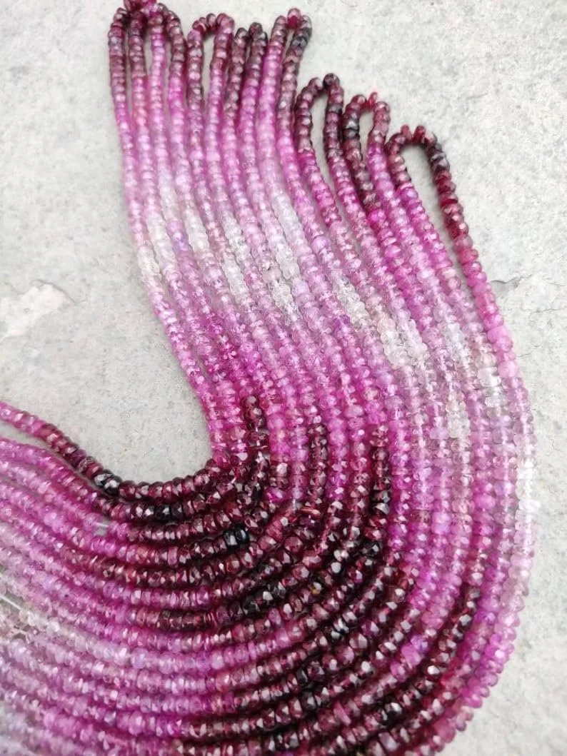 Бусины Рубин Сапфир круглые граненые 2.75-3.25 мм, нить длиной 40 см, драгоценные камни для ожерелья, браслета, фото №1