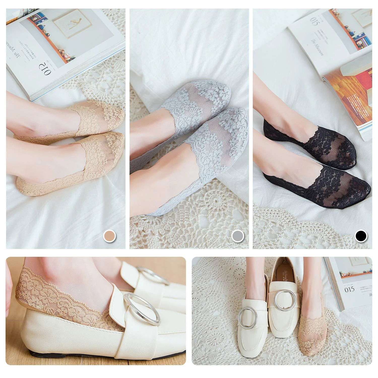 Шкарпетки-слідки жіночі TAGVO мереживні, 6 пар, фото №6 Шкарпетки-слідки жіночі TAGVO мереживні, 6 пар, фото №6