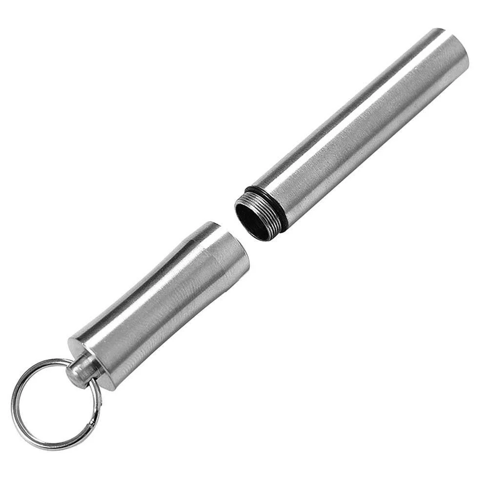 Контейнер для зубочисток SuperglockT з нержавіючої сталі з брелоком для подорожей, водонепроникний, сріблястий, фото №2