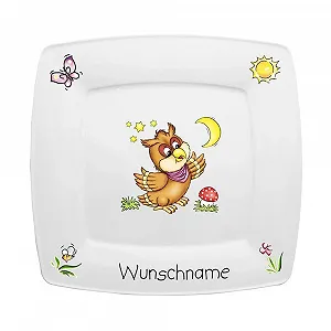 Детская Квадратная Тарелка для Завтрака Doriantrade Фарфоровая Сова - Фото 1