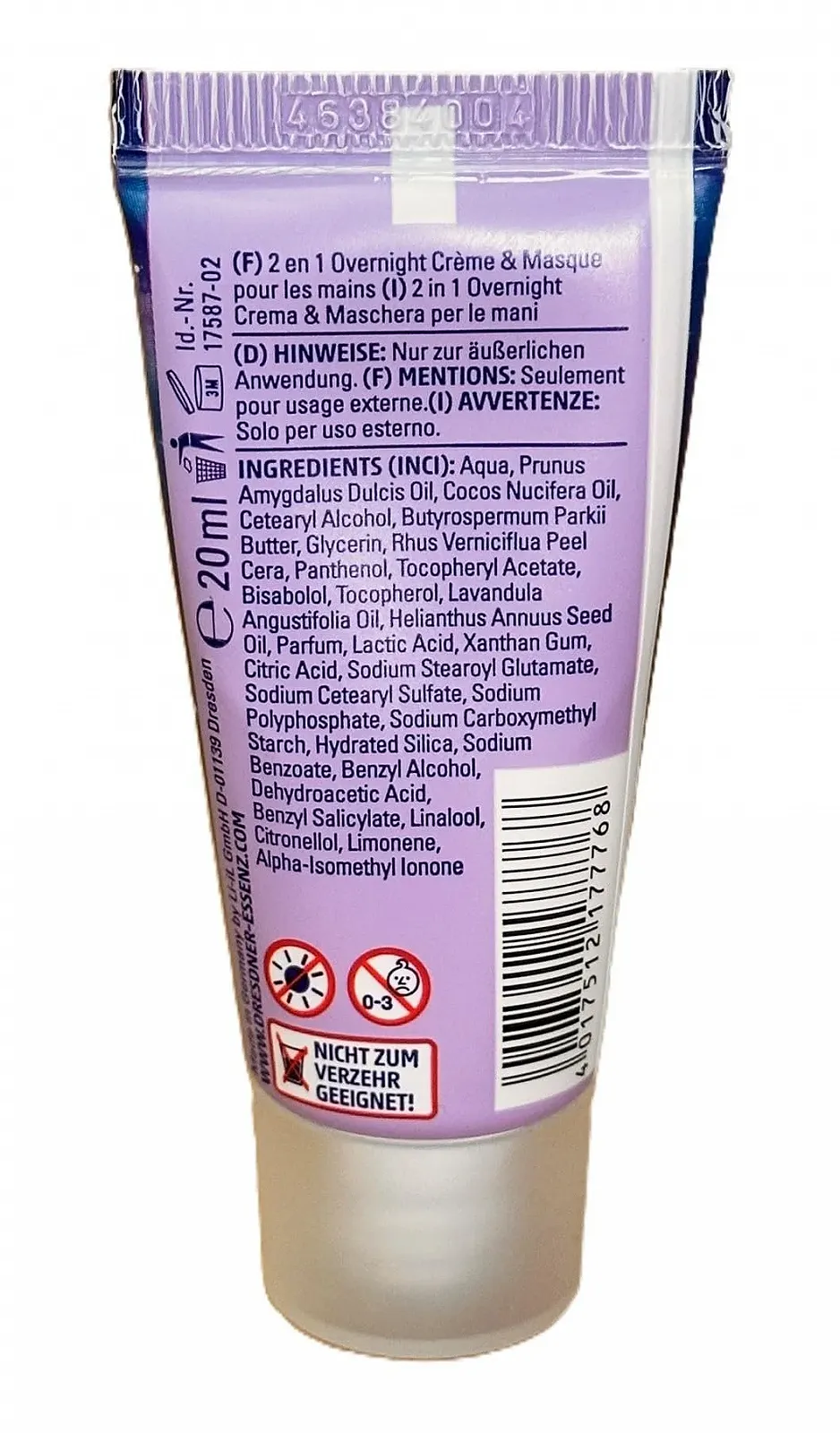 Крем для рук Dresdner Essenz 2-в-1 Нічна краса 2 x 20 мл (2 шт. в упаковці), фото №2