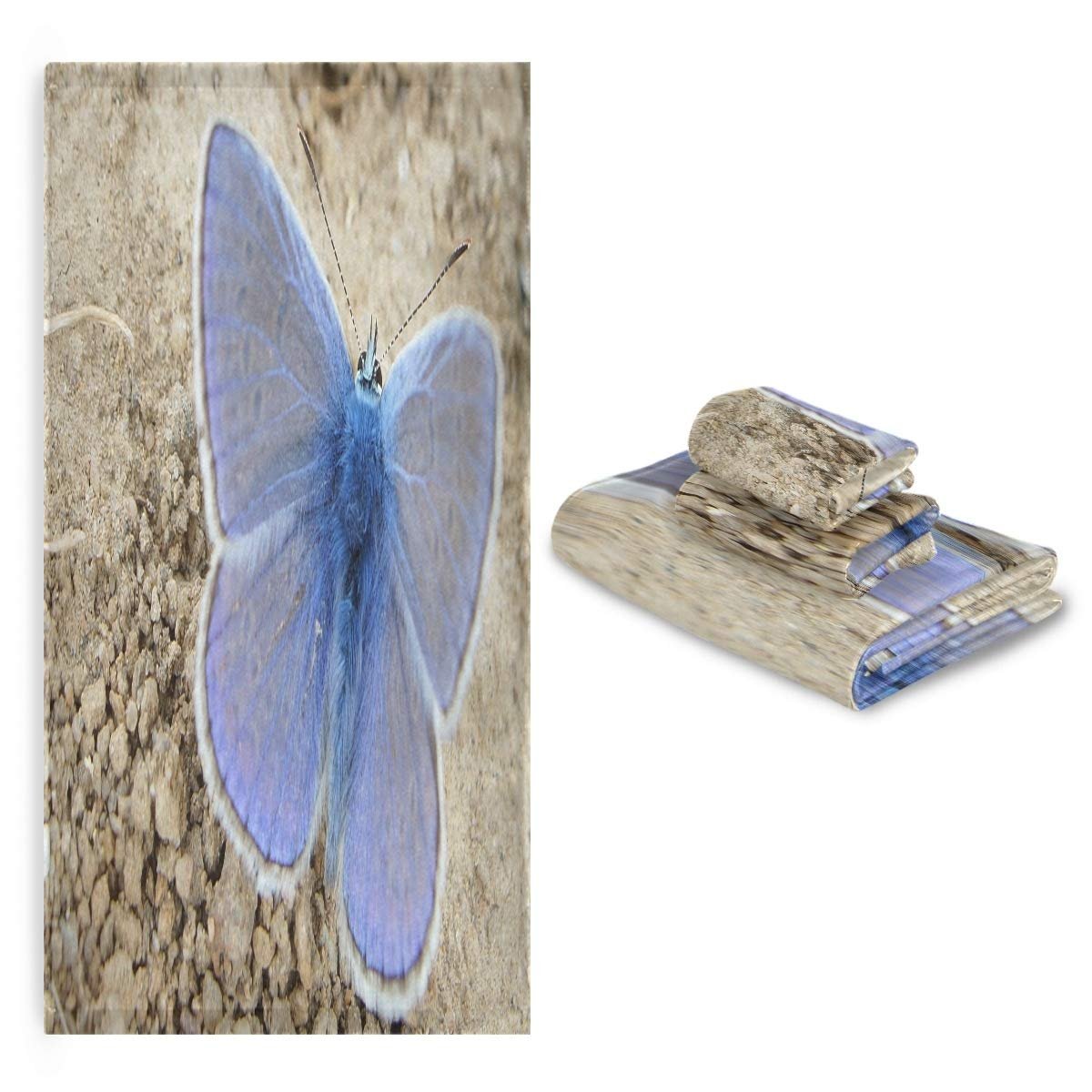 Набір рушників Blauer Schmetterling Kunst 100% бавовна (1 банний рушник, 1 рушник для рук, 1 серветка) синій, фото №7