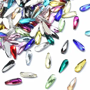 Подвески для ногтей овальные Ipotkitt 200 шт., разноцветные, стеклянные капли, украшения для ногтей, мини-кабошоны в форме водяной капли для DIY ногтей, лица, глаз, макияжа, поделок - Фото 1