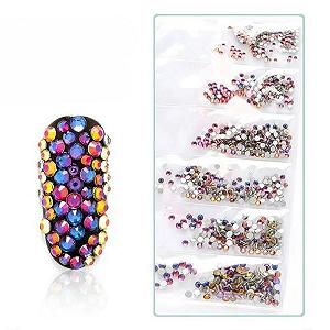 Стразы Кристалл Pixie для ногтей SS3-SS12 1440 шт 3D без HotFix плоская задняя часть Стекло Прозрачный Кристалл AB Бермудский Синий - Фото 1