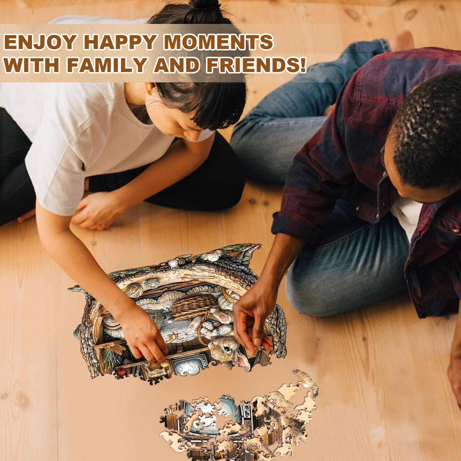 Пазл WOODBESTS Кролик в дупле деревянный 300 деталей 34 х 33,2 см, фото №5