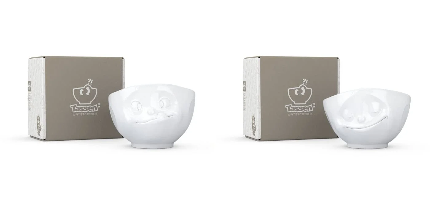 Набор мисок XL FIFTYEIGHT 2 шт. Delicious + Happy Белый 1000 мл Миска для хлопьев Суповая миска Салатница, фото №3