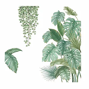 Наклейка на стіну Тропічні рослини Монстера ПВХ Зелений - Фото 1