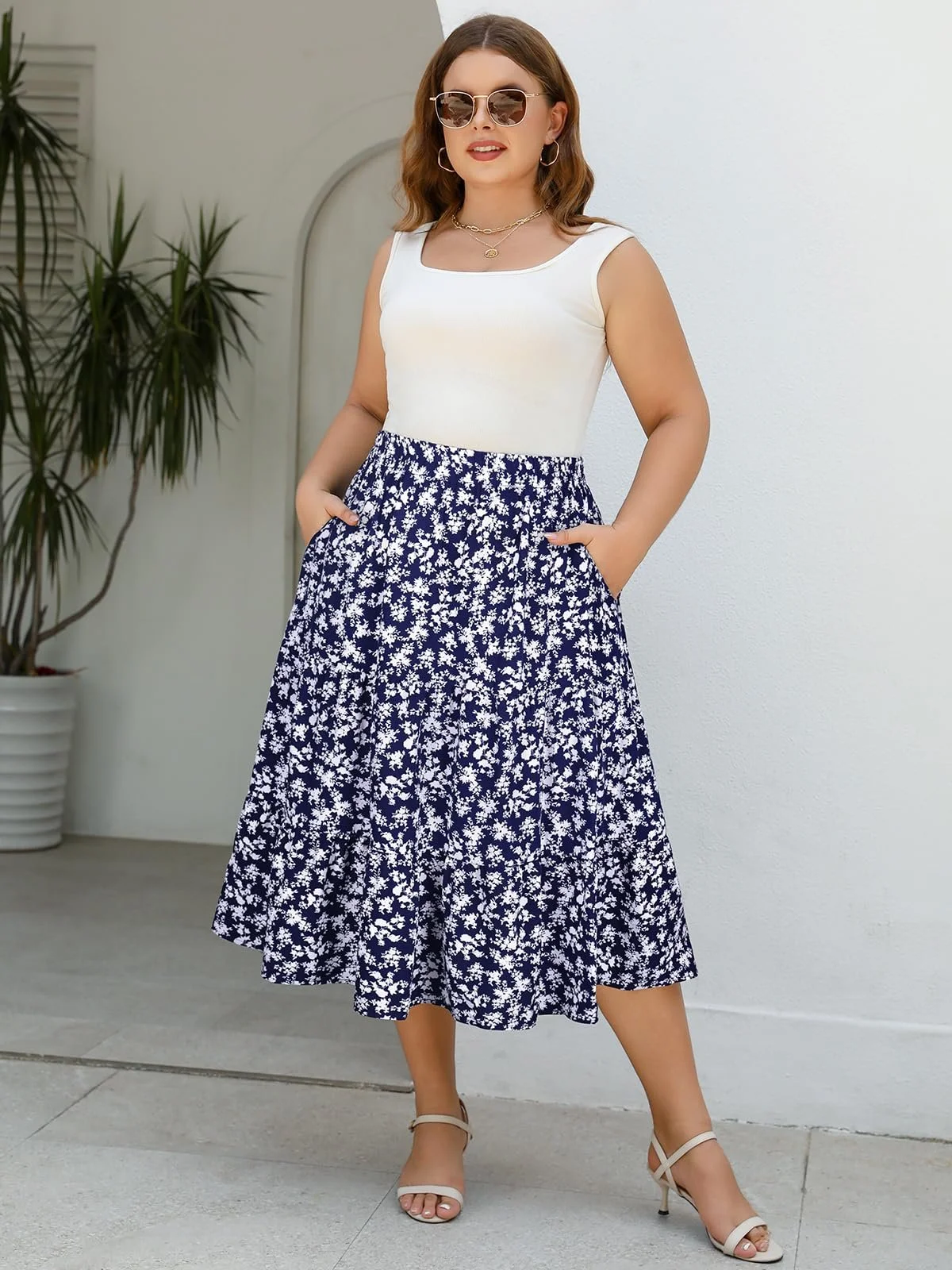 Спідниця Younrui Plus Size Міді, фото №2