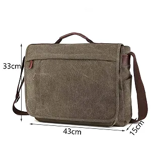 Сумка для ноутбука Neuleben водонепроникна для 17 дюймового ноутбука вінтажна полотняна шкіряна чоловіча з ручкою регульований плечовий ремінь synthetic.ua - Фото 1