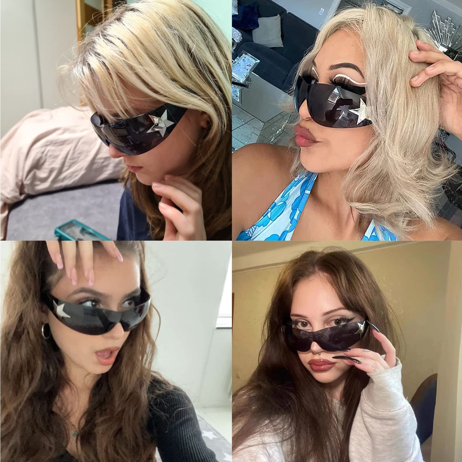 Сонцезахисні окуляри LJCZKA Rimless y2k Оверсайз Футуристичні Унісекс із захистом від УФ-випромінювання, фото №6