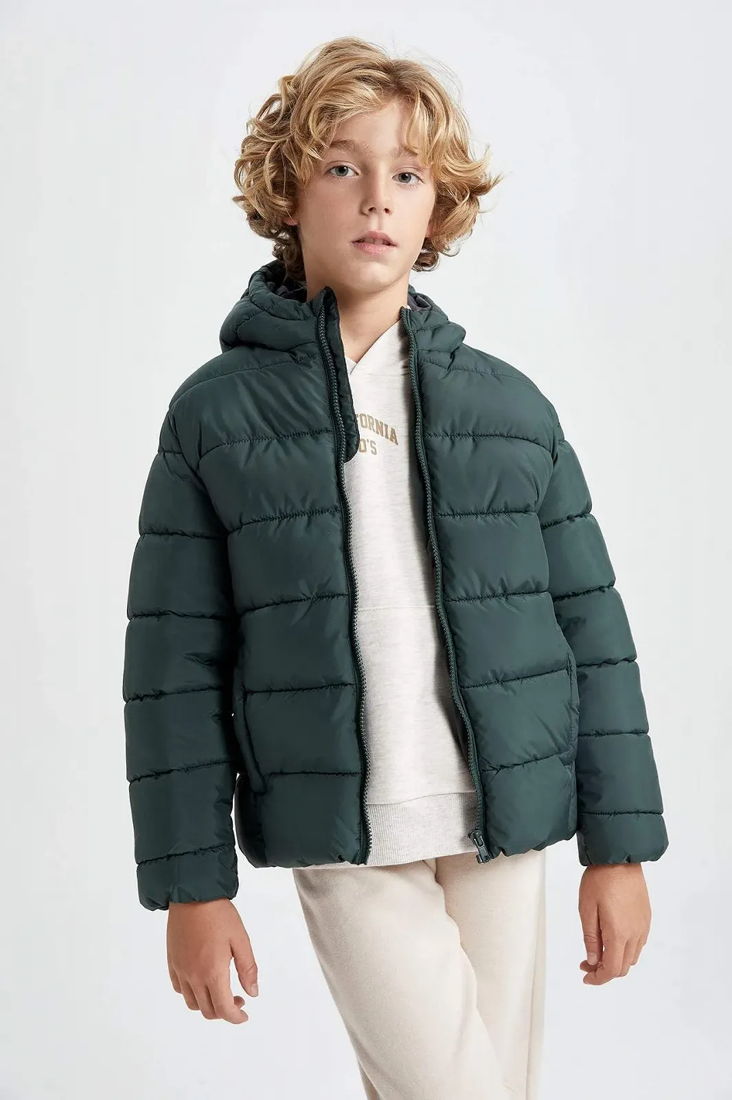 Зимова куртка DeFacto для хлопчиків, стандартний крій, з капюшоном, фото №5