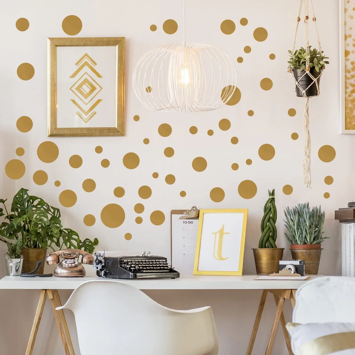 Наклейка на стіну WandSticker4U Golden Dots 116 шт золота, фото №3 Наклейка на стіну WandSticker4U Golden Dots 116 шт золота, фото №3