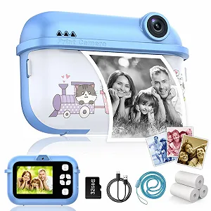 Детская камера мгновенной печати 48 МП Dual Camera 1080P 2,4" IPS 8x Zoom 32 ГБ TF бумага для печати Blue - Фото 1