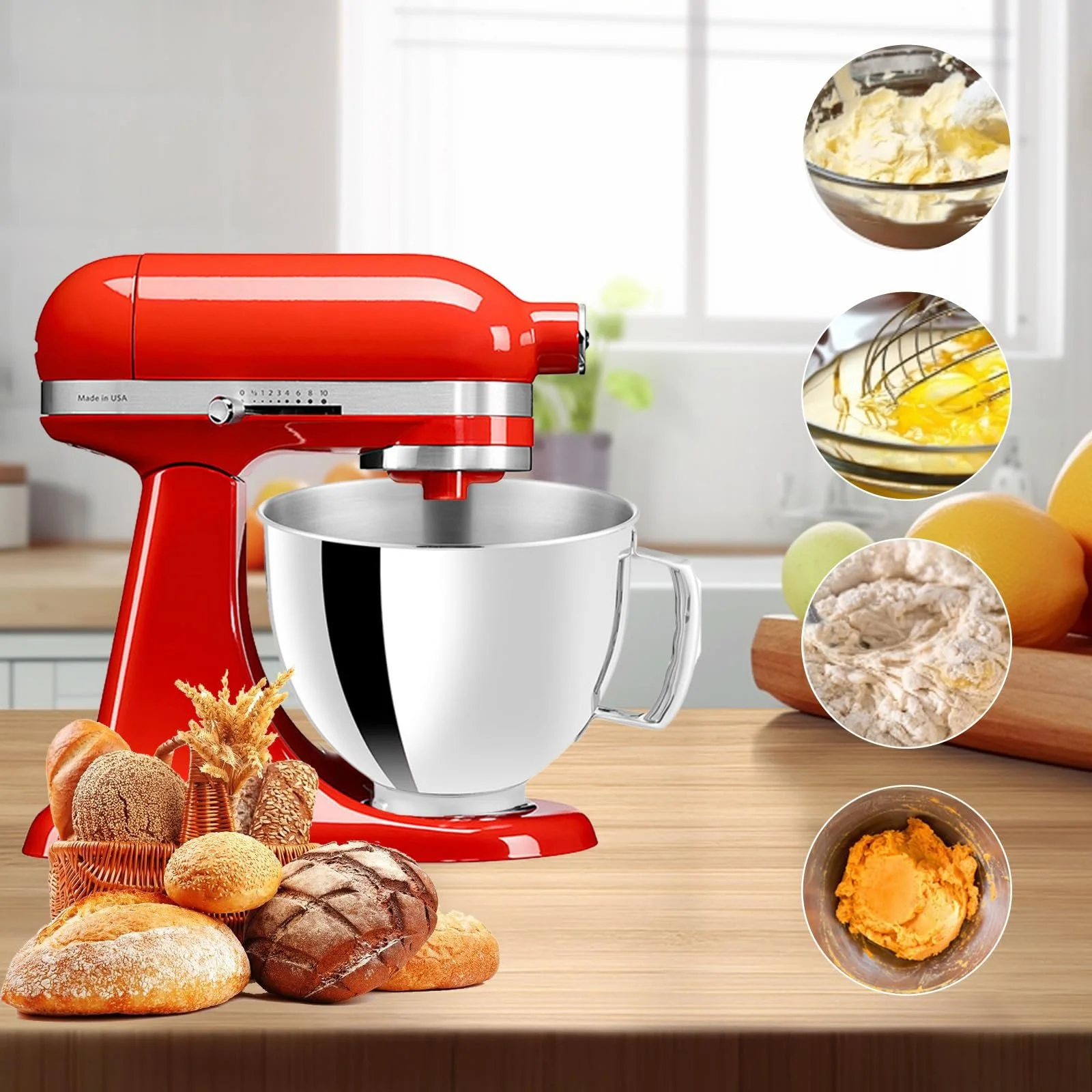 Миска для змішування KitchenAid Classic Artisan 5 QT нержавіюча сталь з ручкою, фото №6