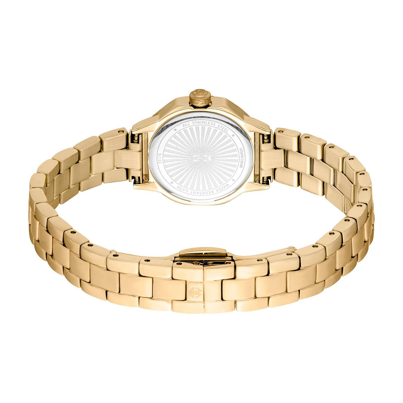 Женские аналоговые часы Roberto Cavalli RC5L122M0055, кварцевые, ремешок из нержавеющей стали, цвет шампань, фэшн, фото №3