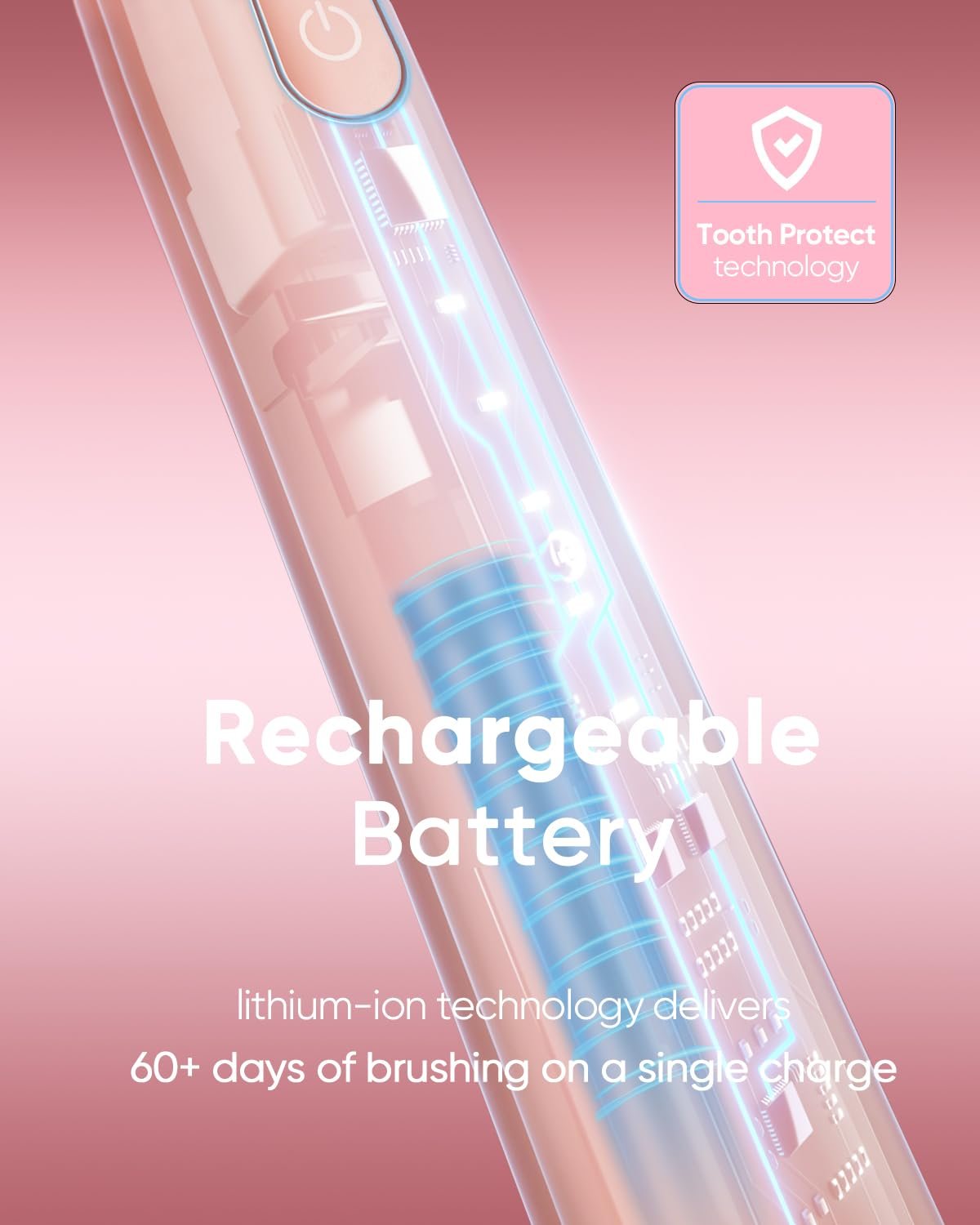 Зубная щетка электрическая MySmile DY156 звуковая, 45000VPM, розовая, фото №5