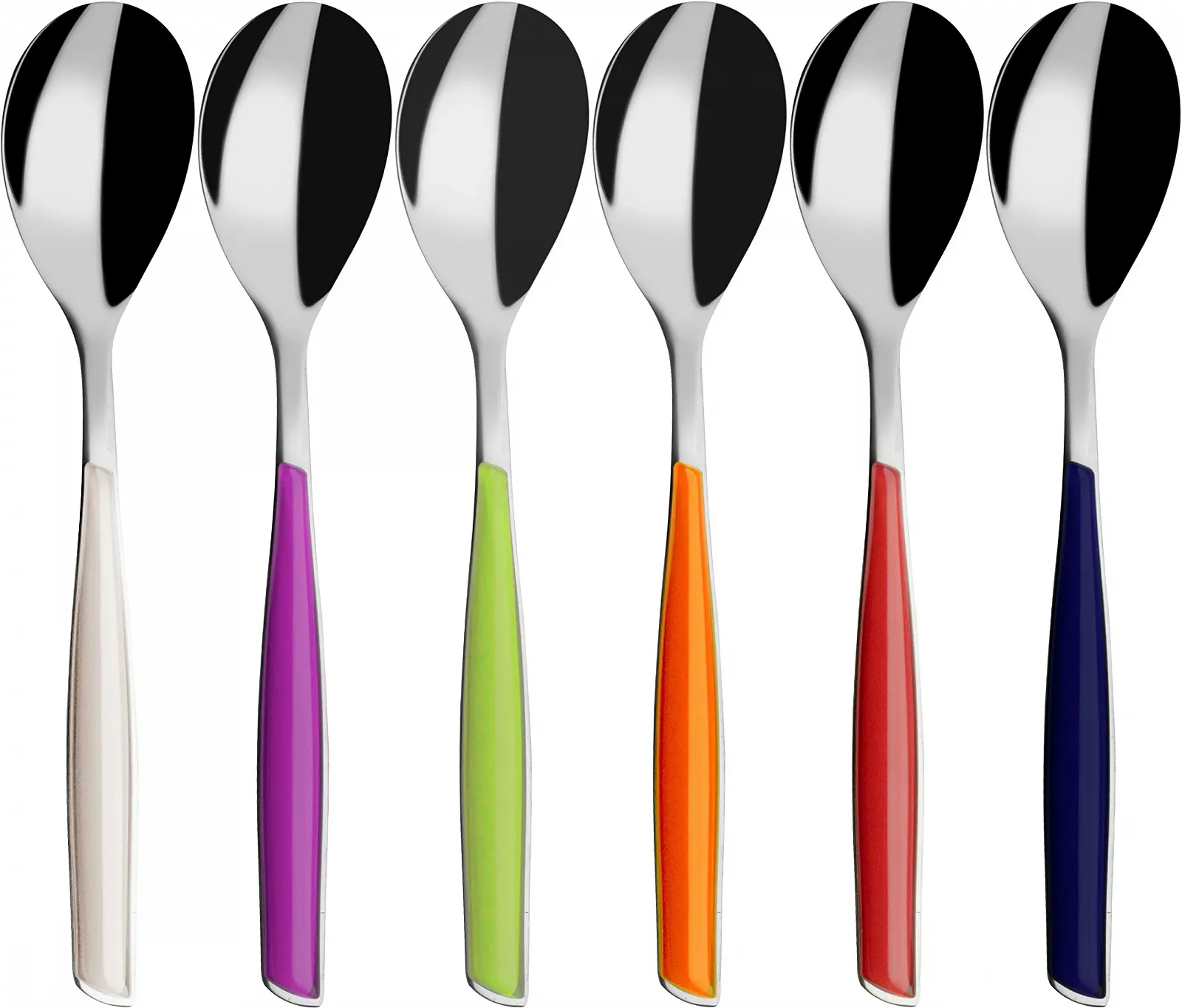 Набір чайних ложок Bugatti Glamour GLAA-021F07/6, 6 шт., різнокольоровий (SAN/сталь), фото №1 Набір чайних ложок Bugatti Glamour GLAA-021F07/6, 6 шт., різнокольоровий (SAN/сталь), фото №1