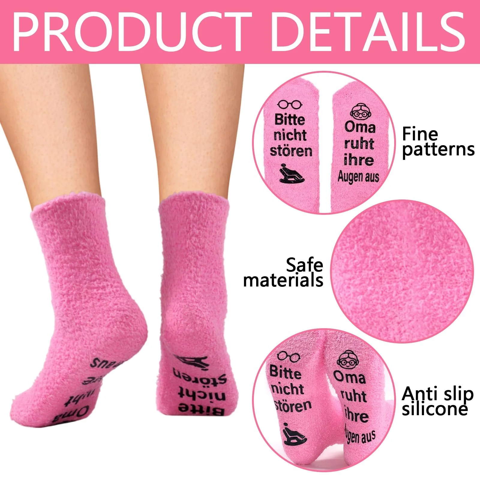 Подарочный набор Носки Рукавички для рук Oma ruht ihre Augen aus Роза, ромашка, авокадо, фото №2