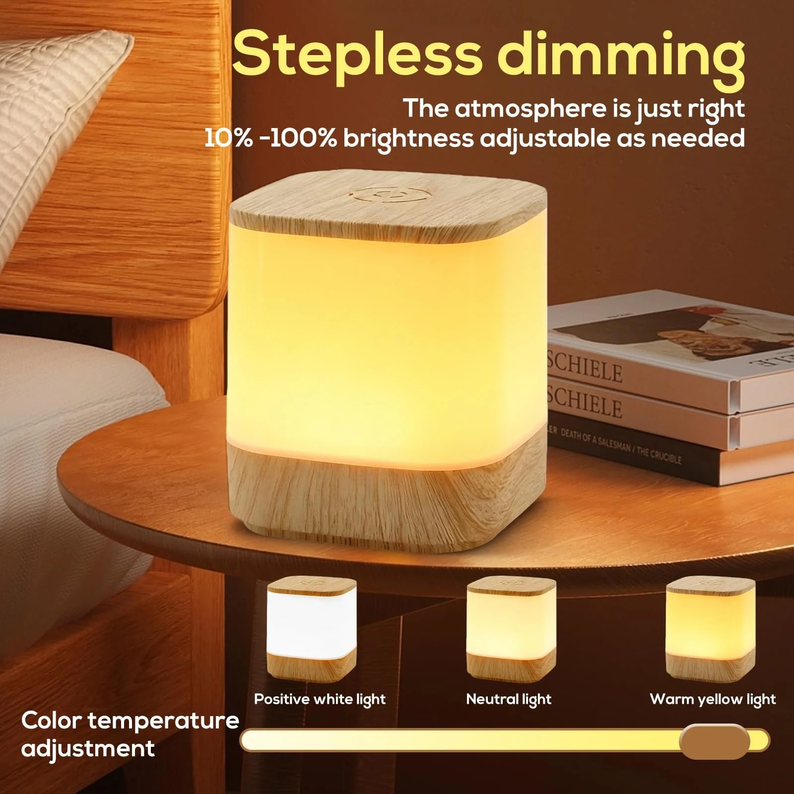 Набір із 2 настільних ламп LED Сенсорні 3600 мАг USB Акумуляторні 3 колірні температури Таймер Функція пам'яті Під дерево, фото №6