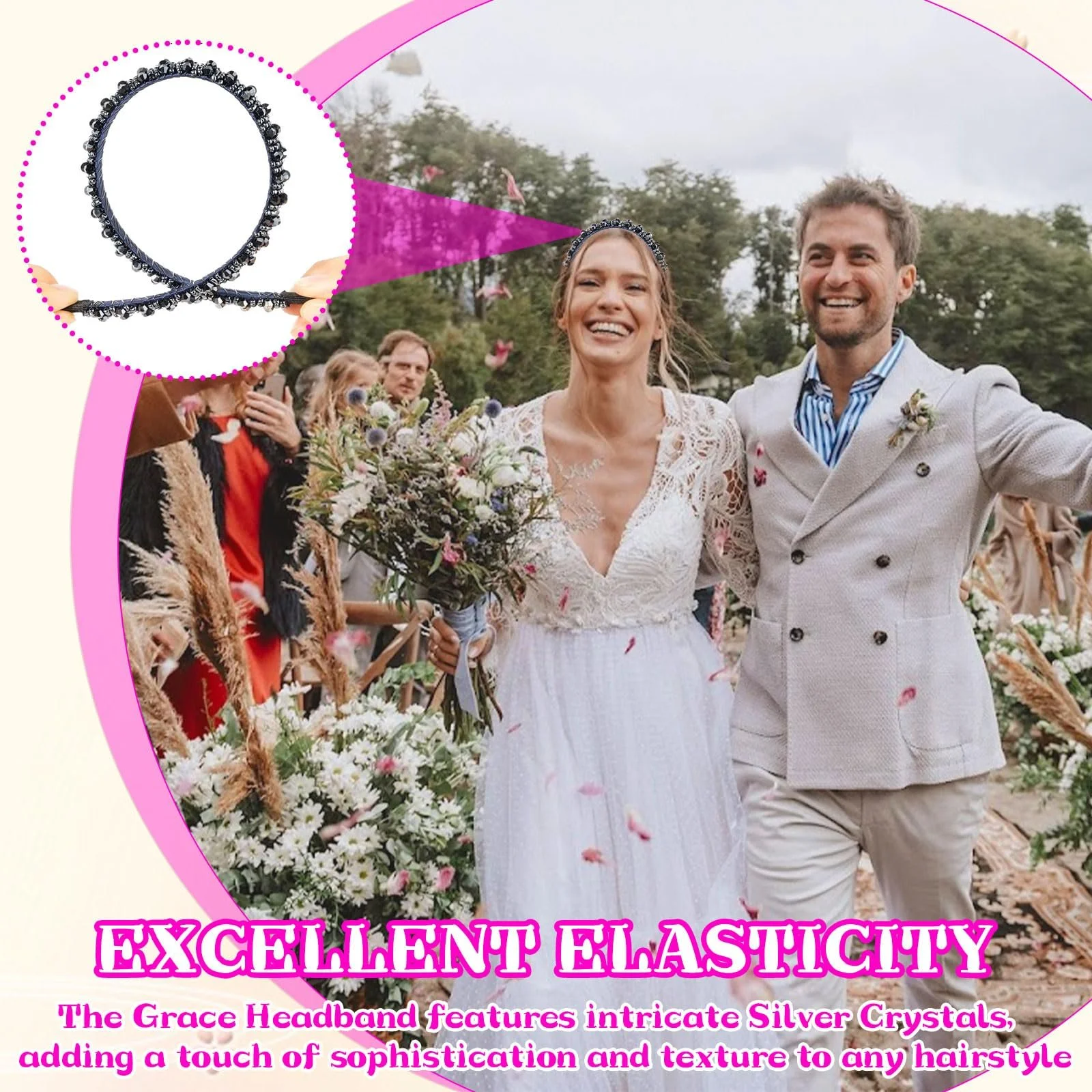 Набір з 3 жіночих блискучих обручів для волосся, фото №4