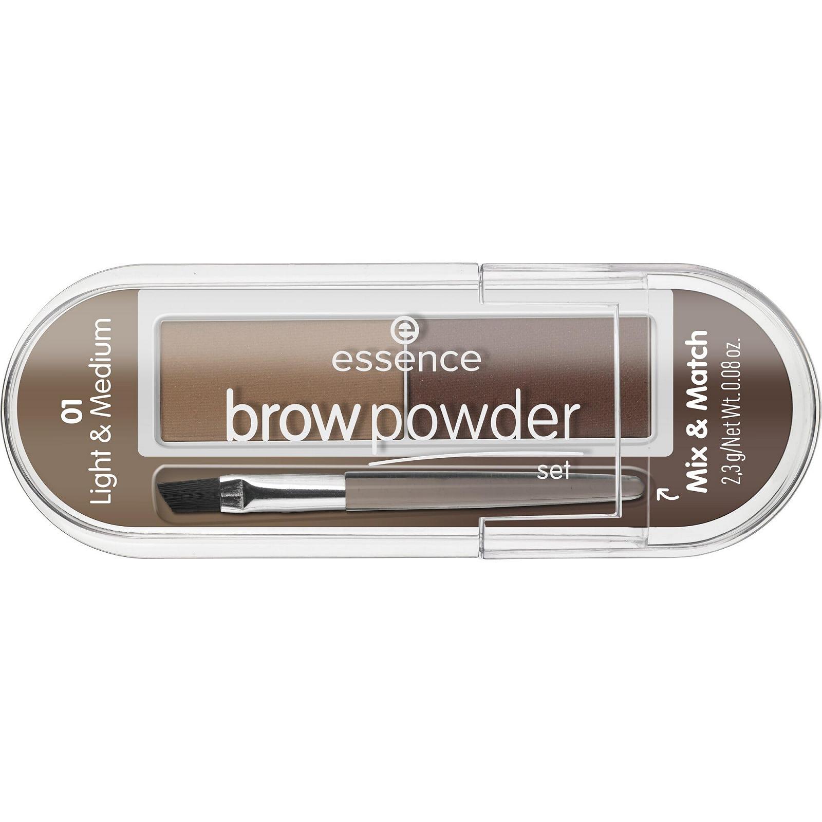 Набір для брів essence cosmetics 01 light medium різнокольоровий 2 коричневі тони матовий веган, фото №1
