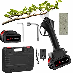 Акумуляторний секатор, професійний електричний секатор з батареями 2000 mAh, бездротові електричні садові ножиці з діаметром різання 25 мм для саду, гілок та фруктових садів - Фото 1