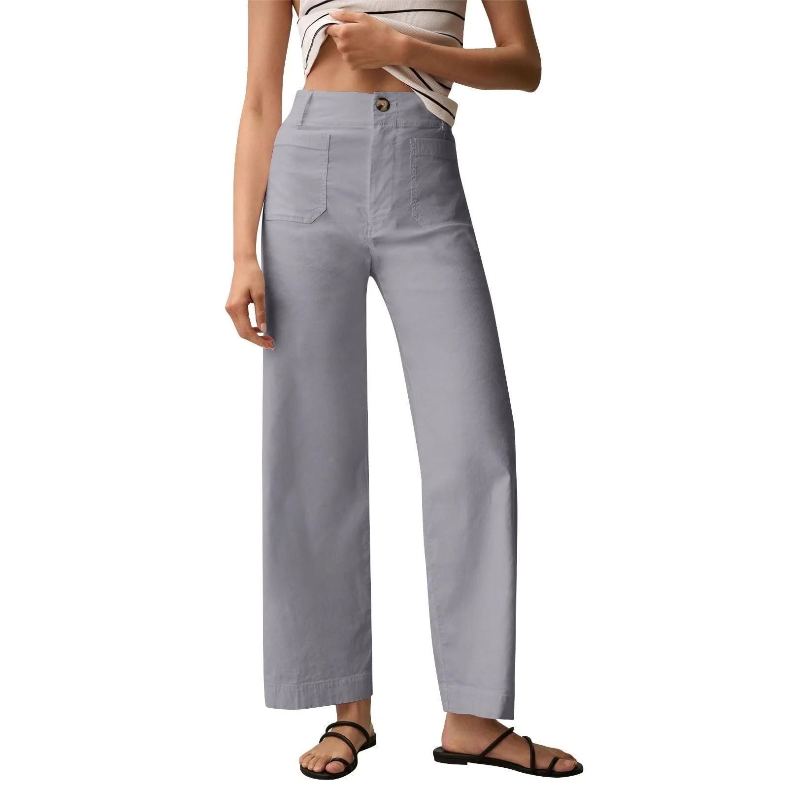 Брюки палаццо однотонные эластичные с широкими штанинами и высокой талией, фото №1 Брюки палаццо однотонные эластичные с широкими штанинами и высокой талией, фото №1