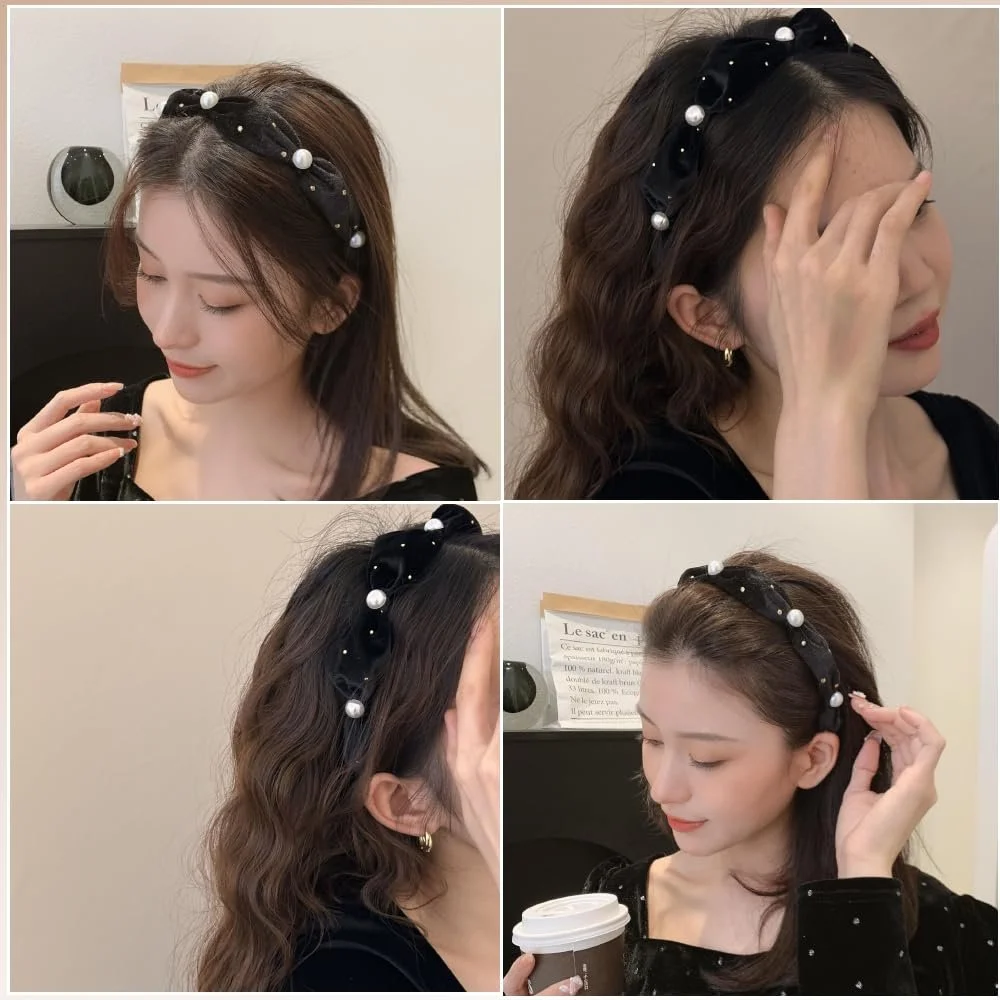 Обруч Бархатный с жемчугом, фото №7