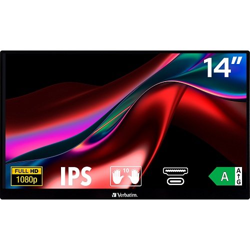 Монитор портативный сенсорный 14" Verbatim PMT-14 Full HD Черный, фото №1 Монитор портативный сенсорный 14" Verbatim PMT-14 Full HD Черный, фото №1