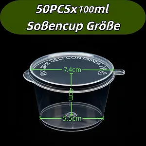 Набір пластикових контейнерів 50 шт 100 мл з кришками для соусів та десертів synthetic.ua - Фото 1