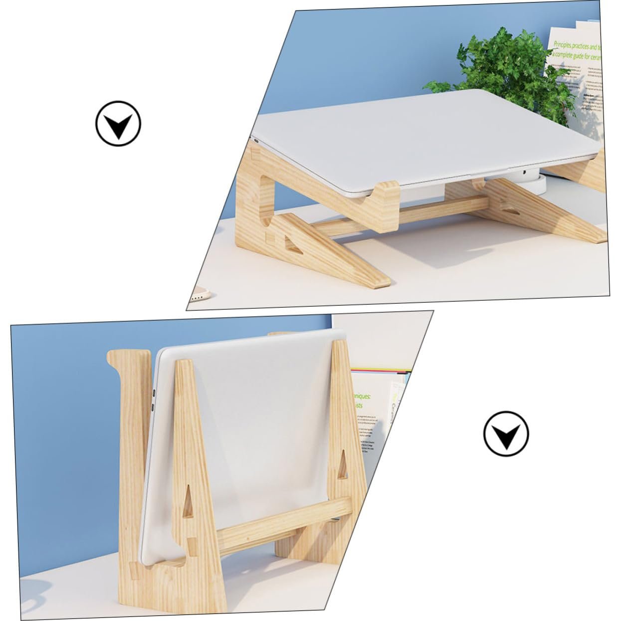 Підставка Sewroro для ноутбука, дерев'яна, міцна, ергономічна. Піднята висота для полегшення болю в шиї та спині, довговічна., фото №7