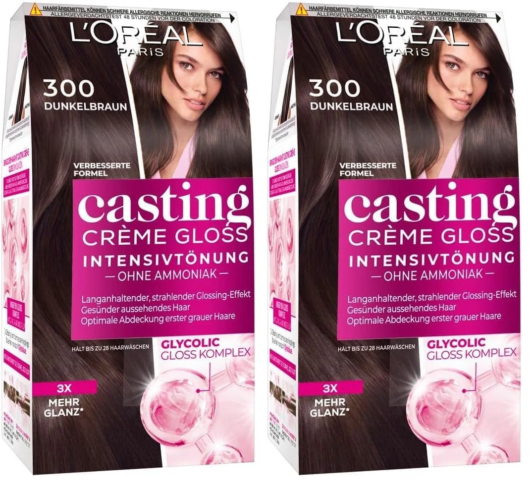 Фарба для волосся L'Oréal Paris Casting Crème Gloss Темно-коричневий № 300 (Коричневий), 1 шт (2 упаковки), фото №1 Фарба для волосся L'Oréal Paris Casting Crème Gloss Темно-коричневий № 300 (Коричневий), 1 шт (2 упаковки), фото №1