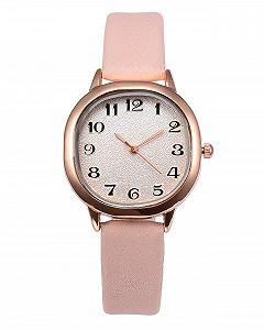 Женские часы JSDDE Классические Аналоговые Кварцевые Часы с Арабскими Цифрами и Кожаным Ремешком - Фото 1