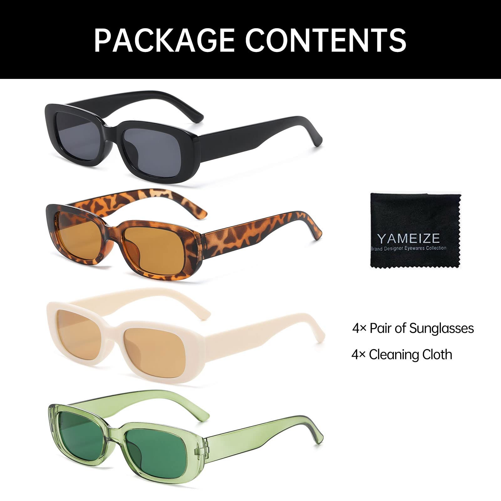 Сонцезахисні окуляри Прямокутні YAMEIZE Класичні 4 шт, фото №4
