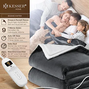 Електрична ковдра KESSER 180 x 130 см Двостороння synthetic.ua - Фото 1